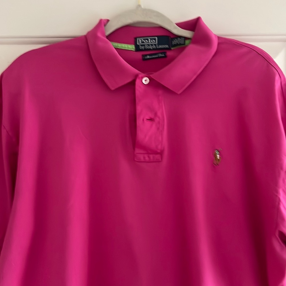 POLO by Ralph Lauren Size XL Mercerized Liste Cotton Polo Shirt Pink